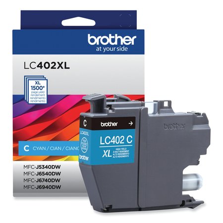 Brother High-Yield Ink, 1,500 Page-Yield, Cyan LC402XLCS